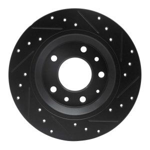 Ford Fusion Brake Rotor (1) - Rear Left - R1 Concepts - Drilled & Slotted - Black - `98-`15